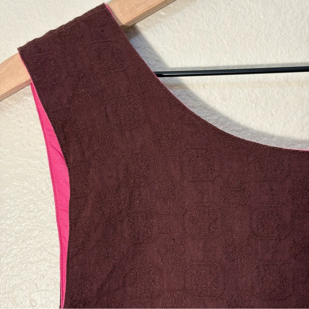 Gudrun Sjoden 100% Organic Cotton Brown Embroidered Vest with Pink Lining - Picture 8 of 16